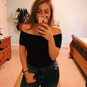 Off the shoulder black top